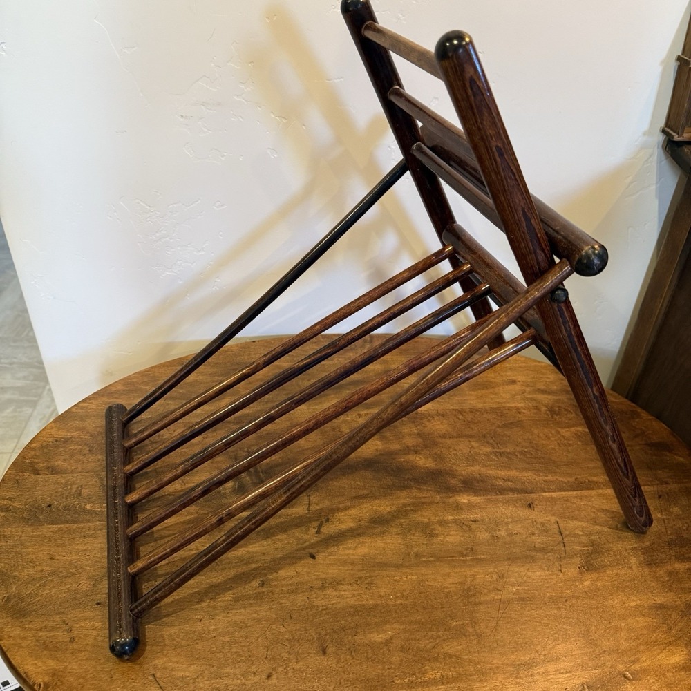Antique Primitive Folding Wooden Gout Stool Leg Foot‎ Rest Vintage Mahogany